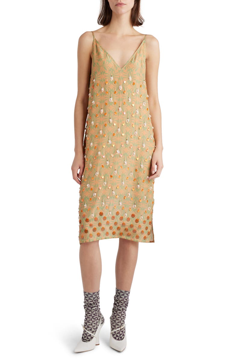 Dries Van Noten Embellished Silk Slipdress, Main, color, 