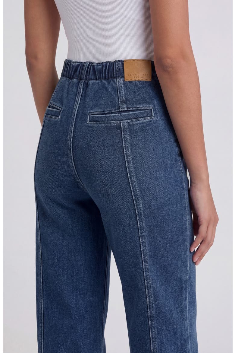 Ekara Elastic Waist Slim Wide Leg Jeans, Alternate, color, DARK WASH