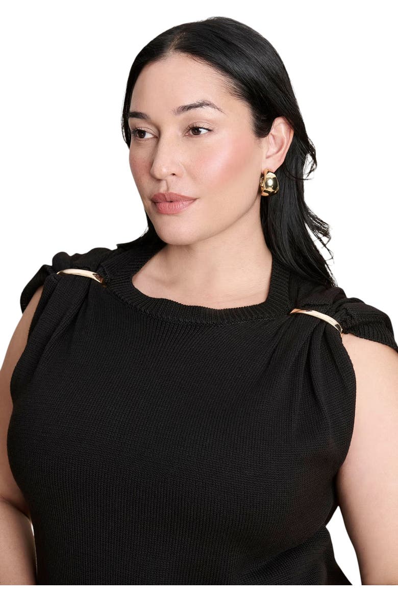 Metal Detail Sweater Dress, Alternate, color, BLACK ONYX