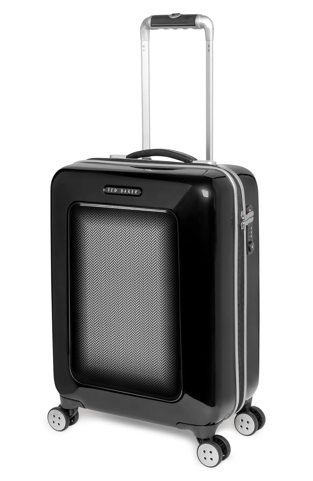 Ted Baker London Small Herringbone Rolling Suitcase, Alternate, color, 