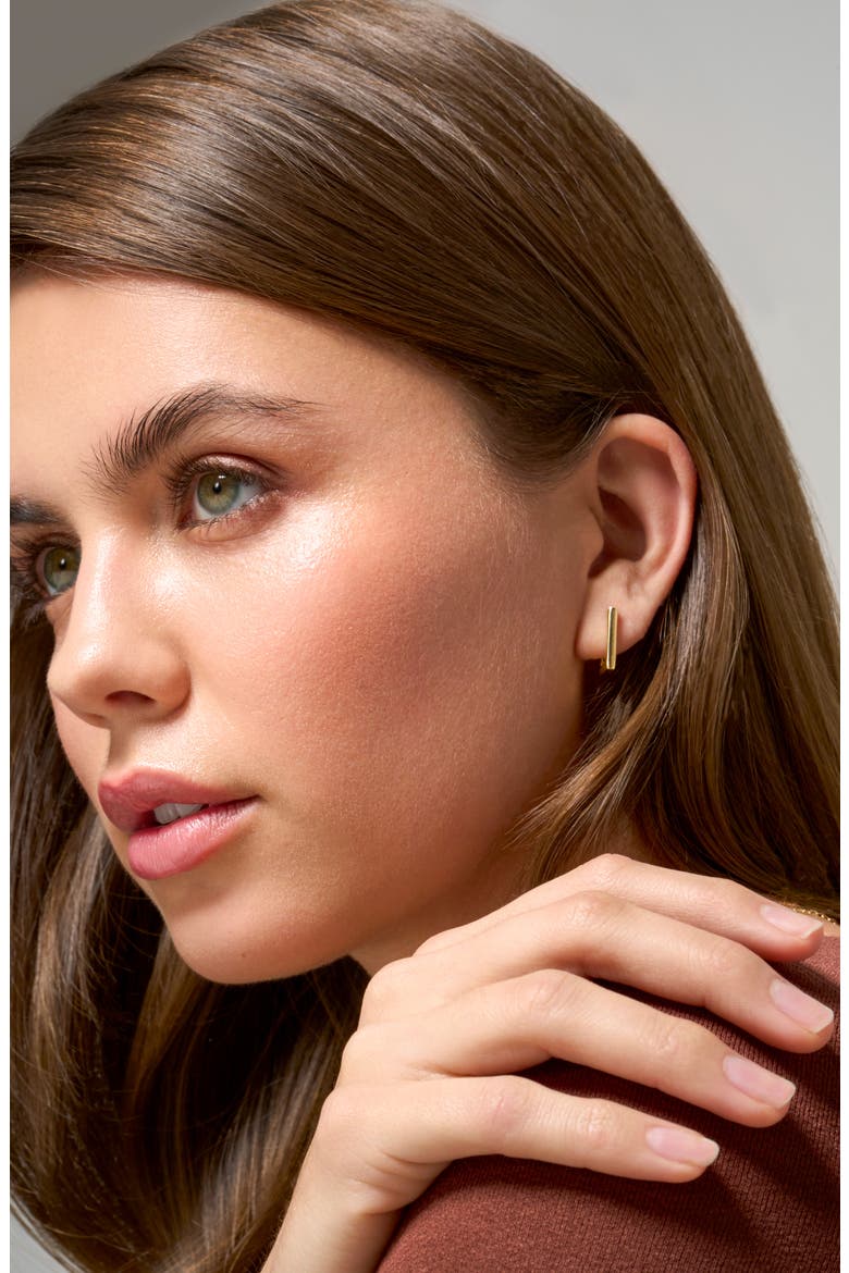 Rectangular Huggie Earrings, Alternate, color, 14K YELLOW GOLD