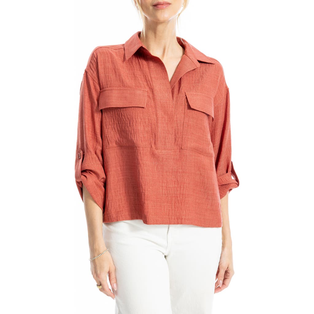 Max Studio Collared Textured Shirt