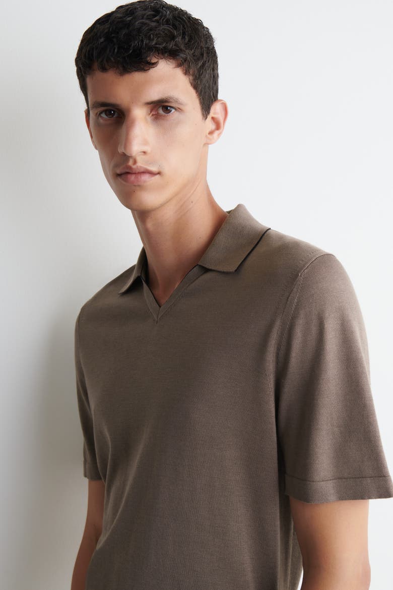 Contrast-tipped Silk-cotton Polo Shirt, Alternate, color, BROWN