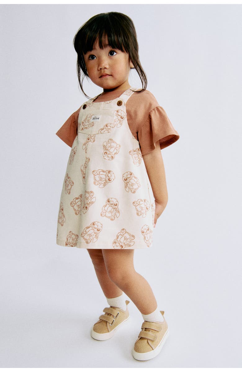 H&M Printed Dungaree Dress, Alternate, color, 