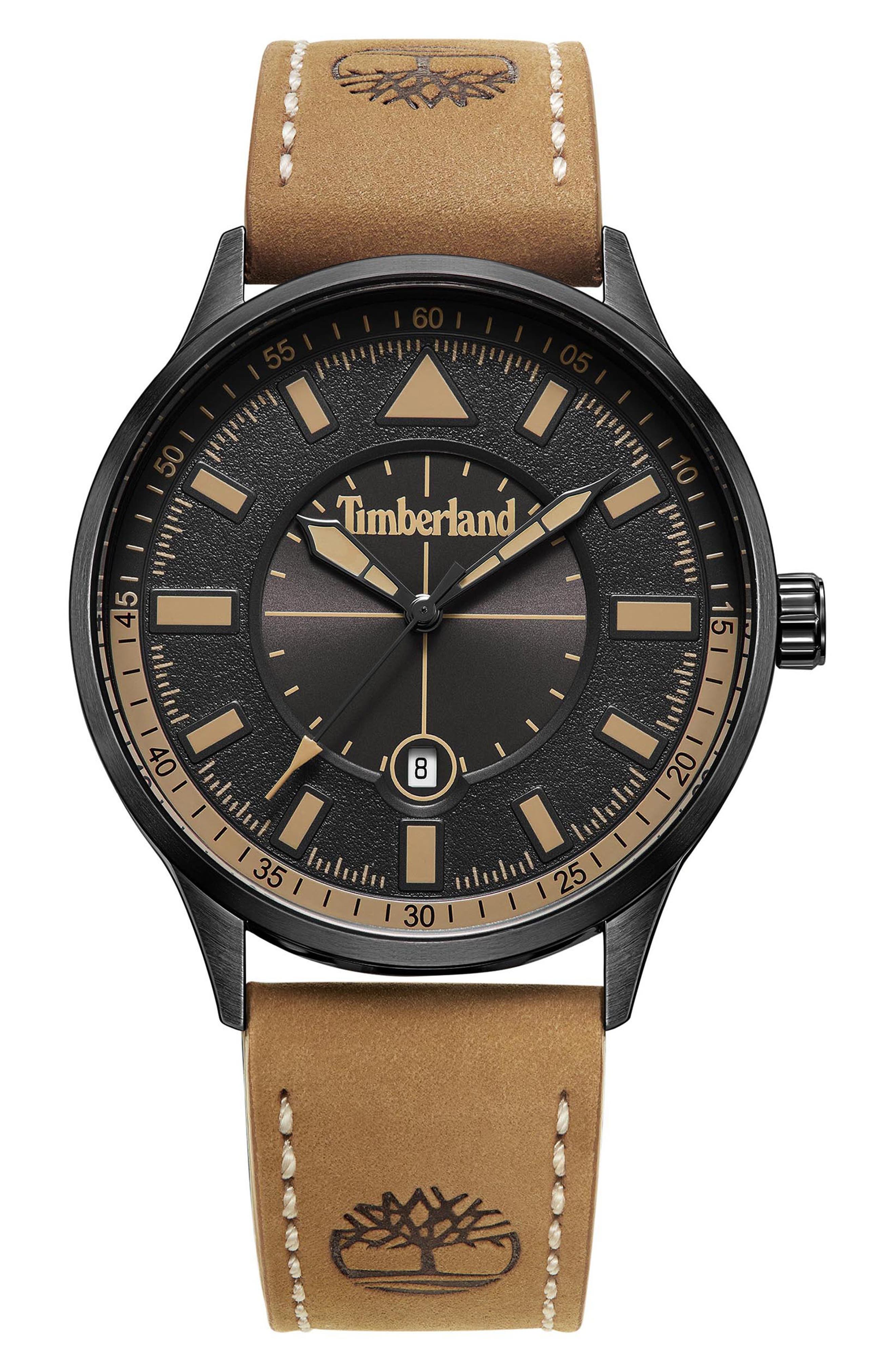Classic Leather Strap Watch, 44mm