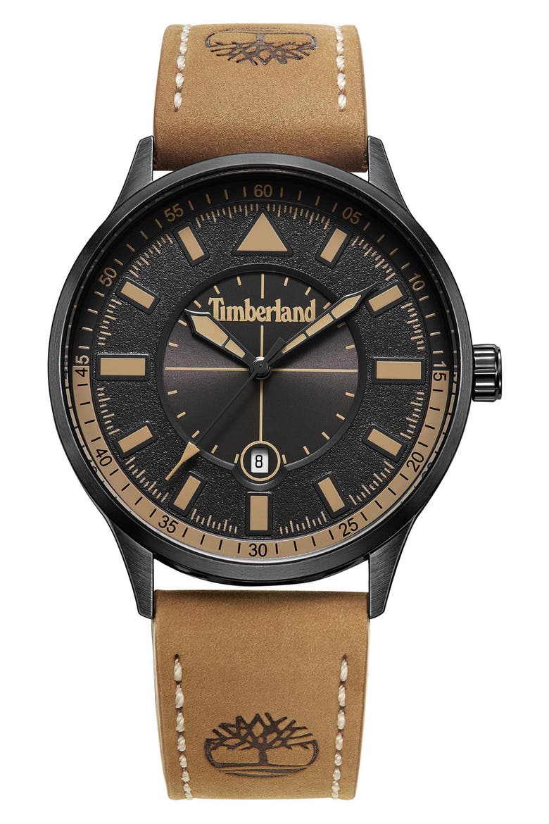 Classic Leather Strap Watch, 44mm, Main, color, TAN