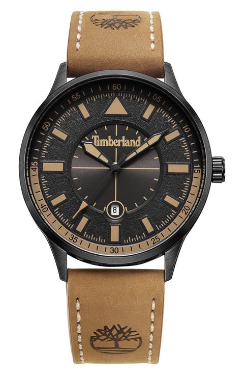 Classic Leather Strap Watch, 44mm