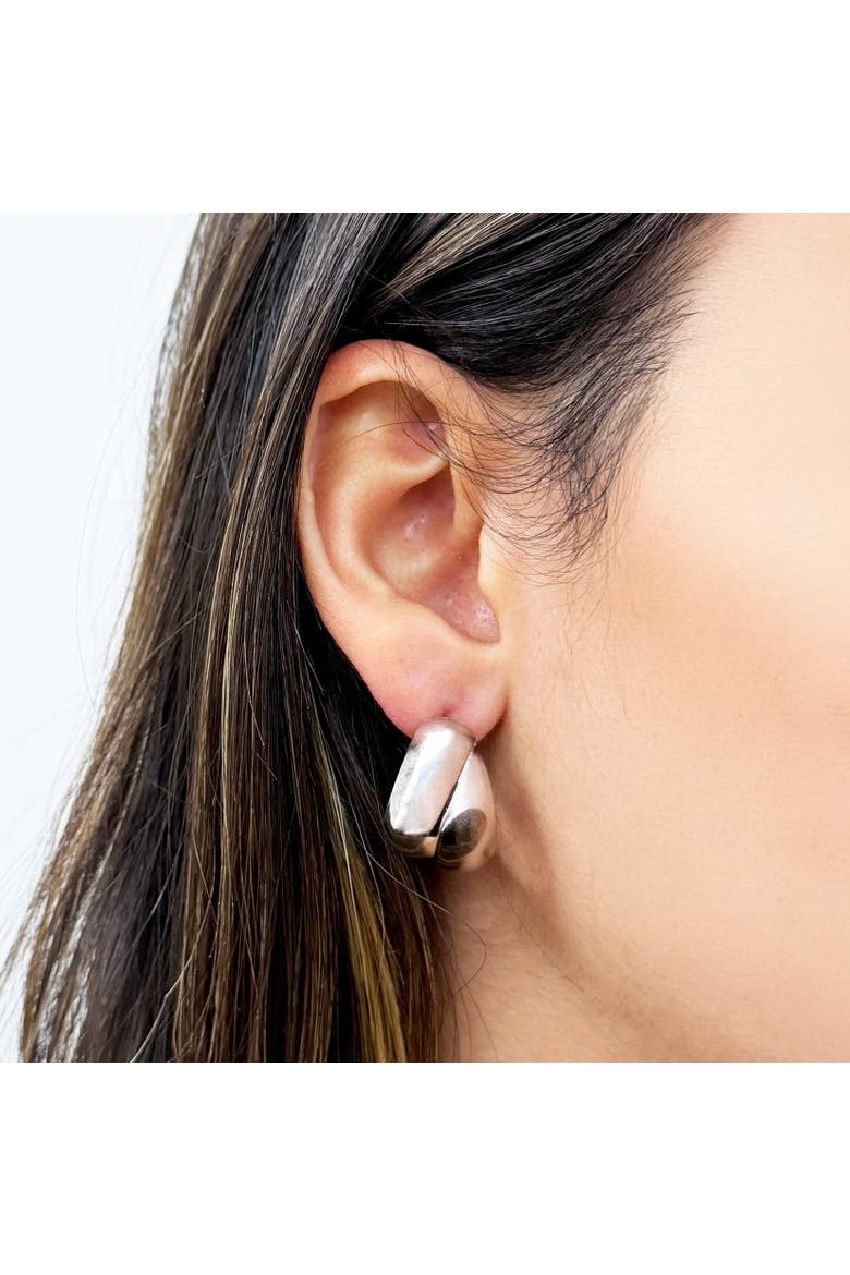 Crossover C-Hoop Earring, Alternate, color, Sterling Silver
