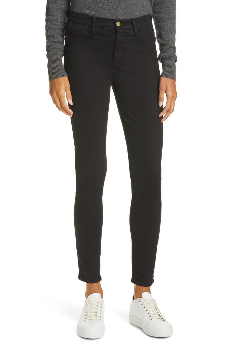 Le High Skinny Sateen Jeans, Main, color, NOIR