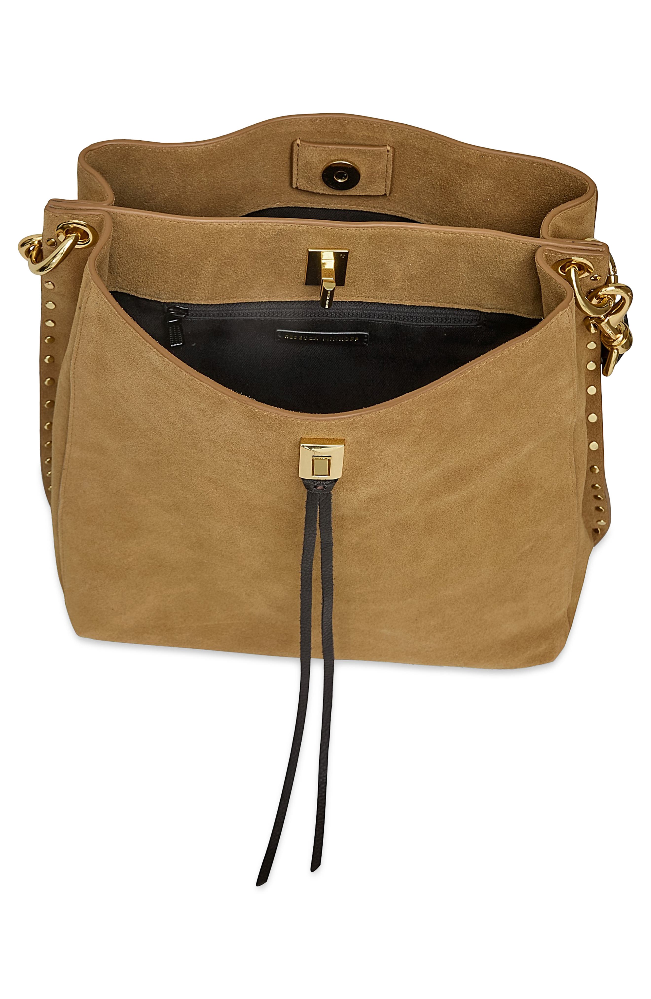 Rebecca Minkoff Darren Suede Shoulder Bag, Alternate, color, Chest/ Fond