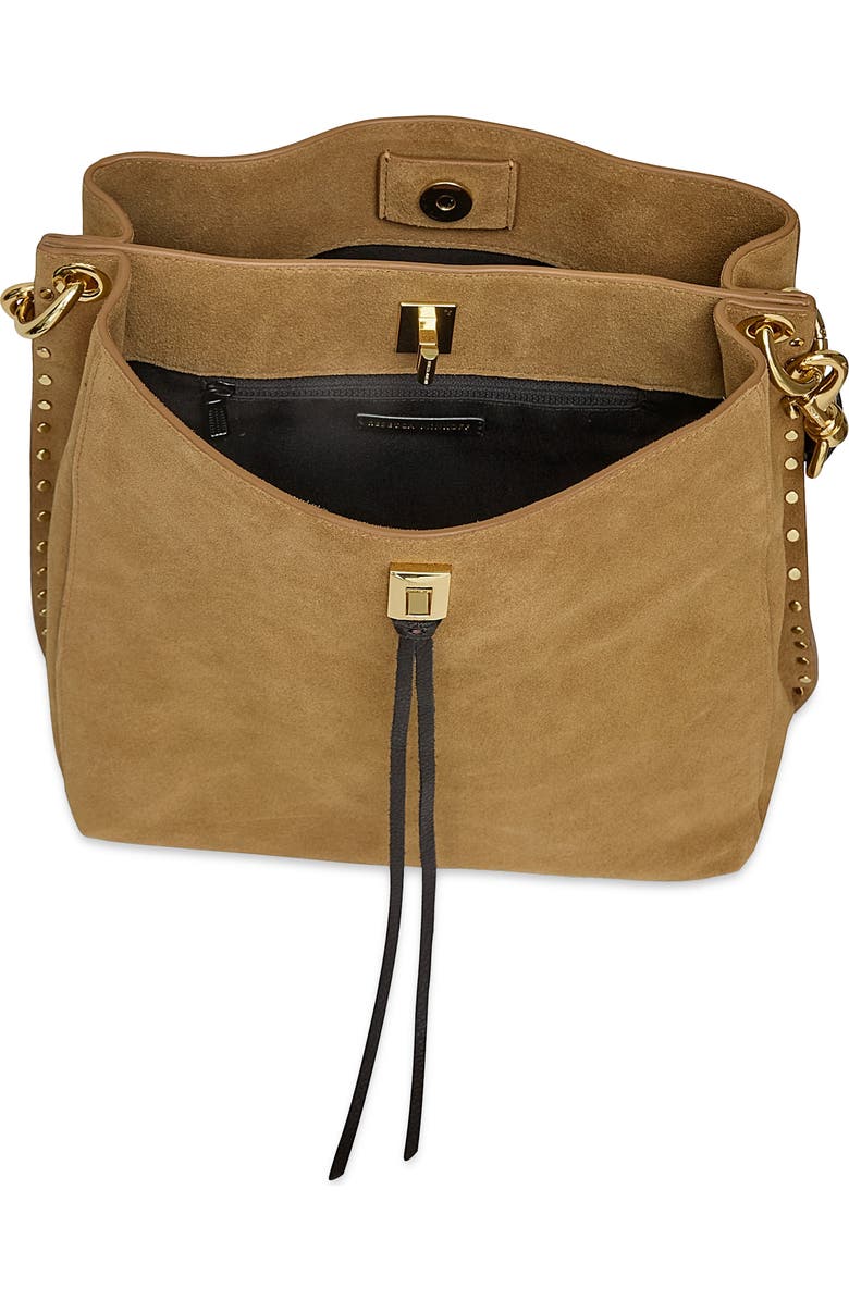 Rebecca Minkoff Darren Suede Shoulder Bag, Alternate, color, Chest/ Fond