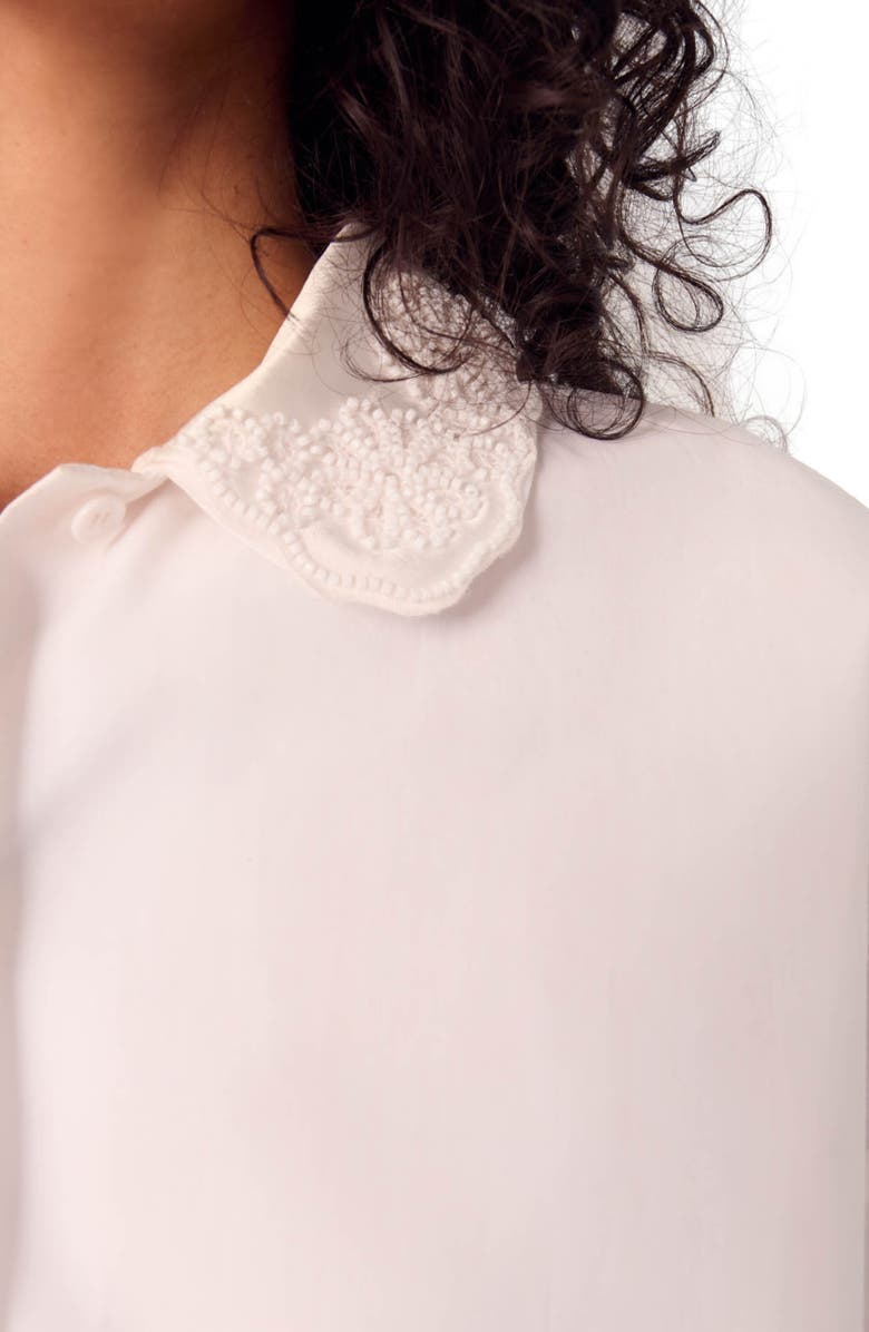maje Short shirt with embroidered collar, Alternate, color, 