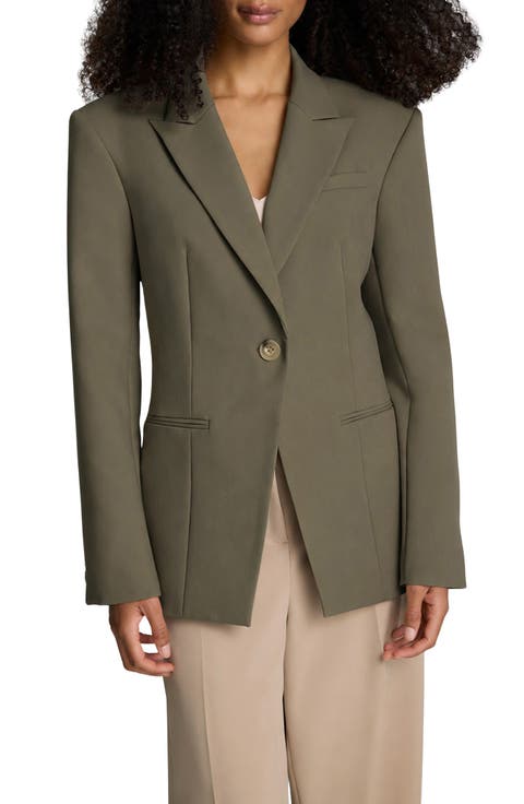 Peak Lapel Single Button Blazer