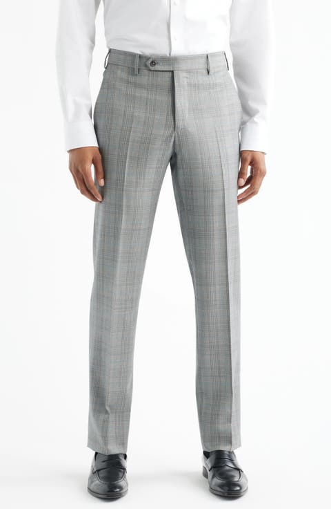 Parker Flat Front Plaid Wool Dress Pants (Regular & Big)