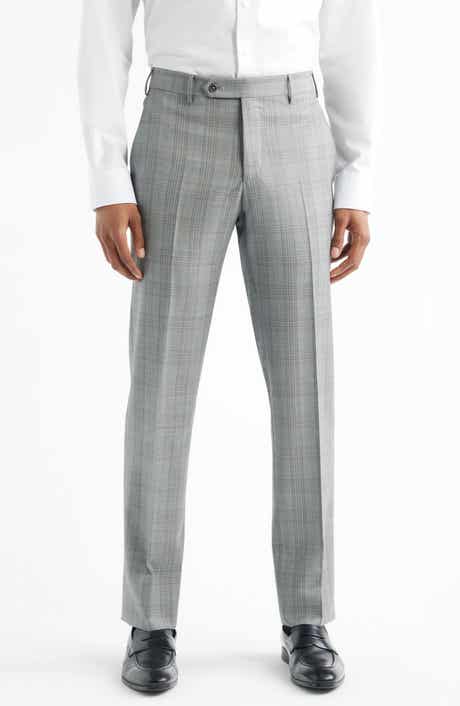 Zanella Parker Flat Front Plaid Wool Dress Pants