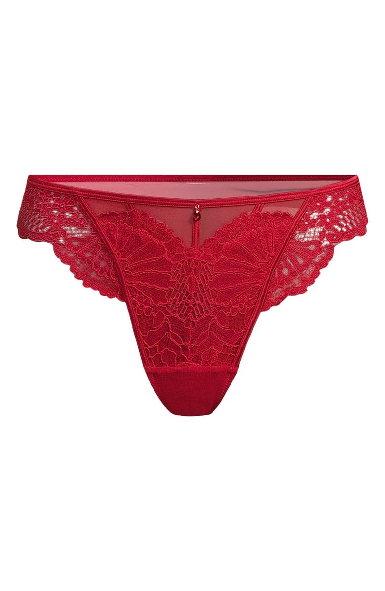 Hunkemöller Whitney Scalloped Lace Thong, Alternate, color, Chili Pepper