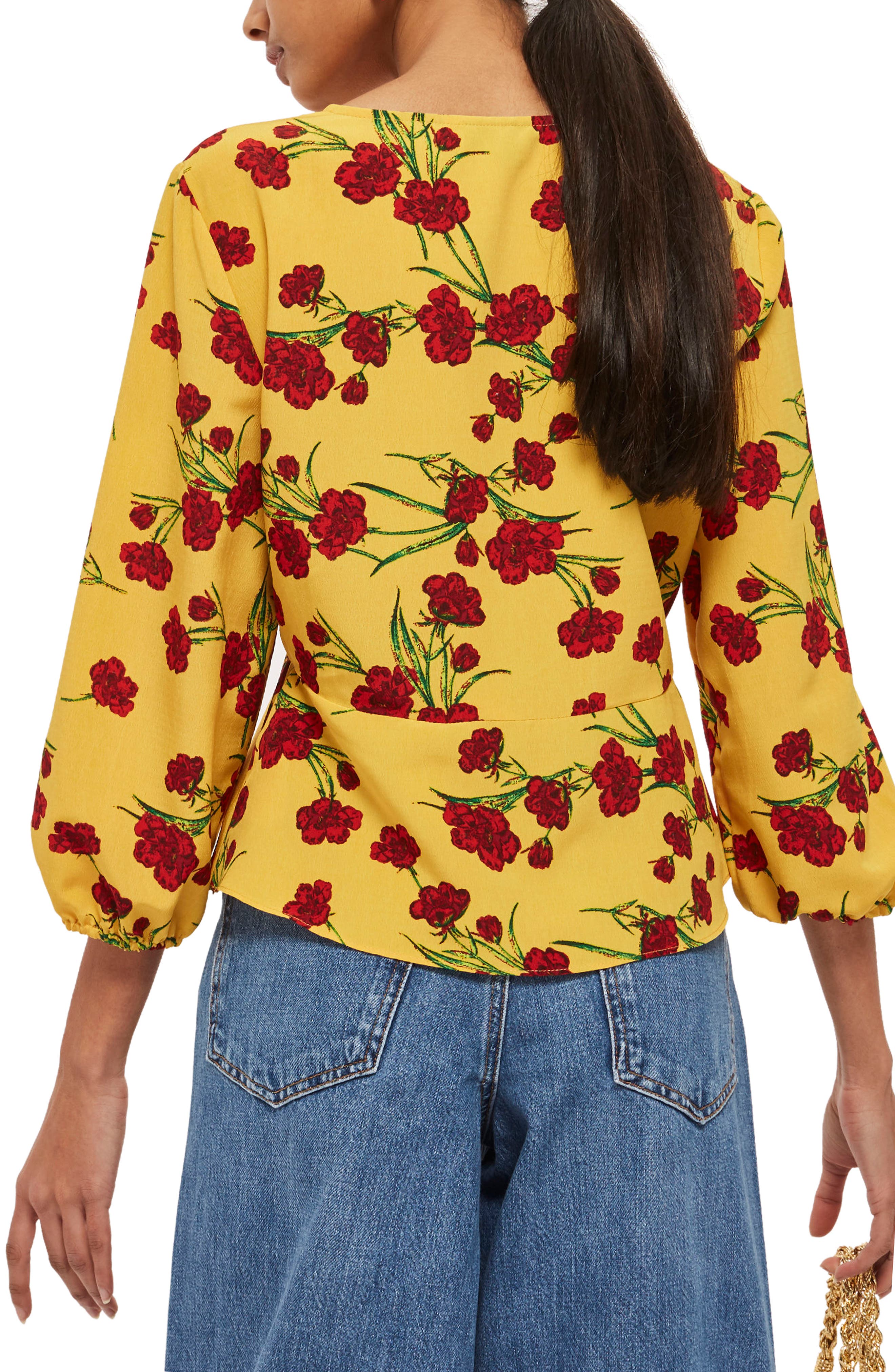 Topshop Betty Floral Print Keyhole Blouse (Women) | Nordstromrack