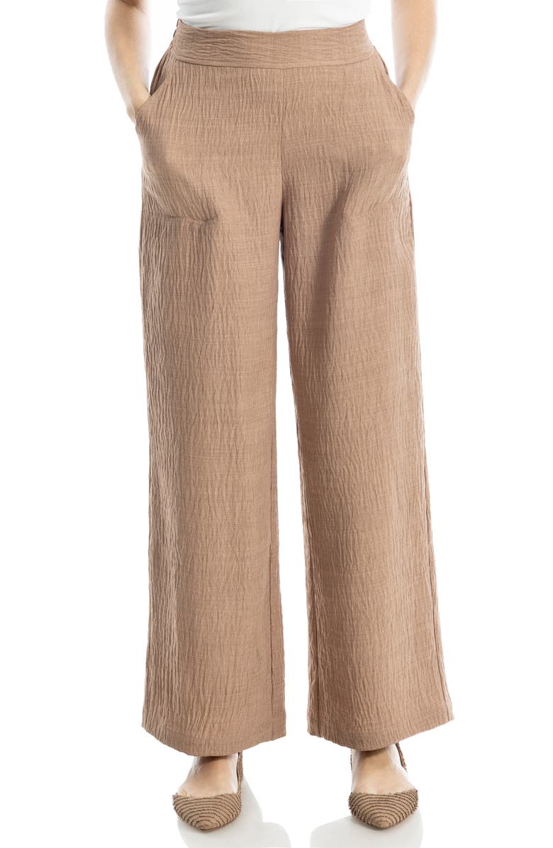 MAX STUDIO Textured Woven Wide Leg Pants, Main, color, Heather Mushroom