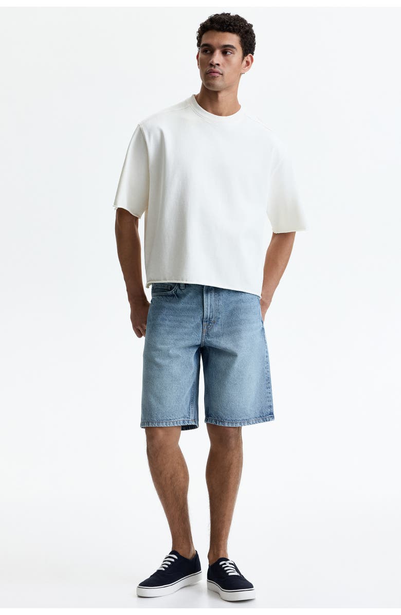 H&M Relaxed Denim Shorts, Alternate, color, Denim Blue