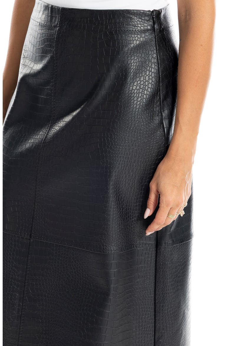 Croc-Embossed Faux Leather Pencil Skirt, Alternate, color, BLACK