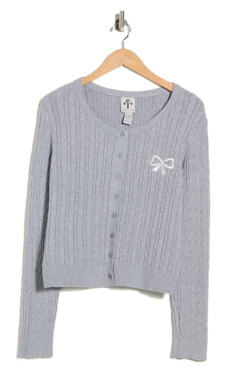 Bow Embroidered Cable Knit Cardigan