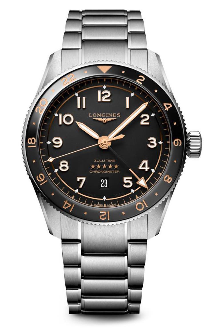 Spirit Zulu Time Automatic Bracelet Watch, 42mm, Main, color, BLACK
