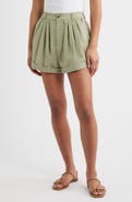 DÔEN Declan Pleated Cotton Shorts
