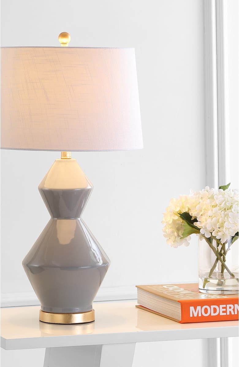 JONATHAN Y Alba 29" Geometric Ceramic/Metal LED Table Lamp, Alternate, color, Gray