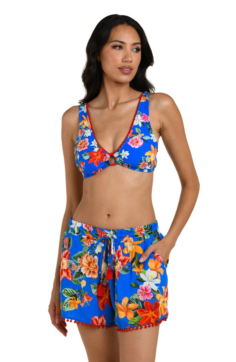 La Blanca Modern Cover-Up Beach Shorts, Alternate, color, Blue Multi