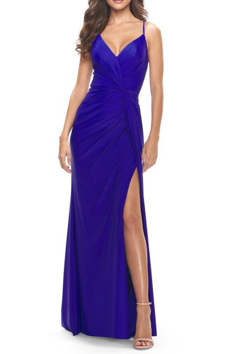 Soft Jersey Dress with Knot Waist and Lace Up Back