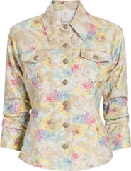 Cinq à Sept Ikat Bouquet Scrunchie Sleeve Denim Jacket
