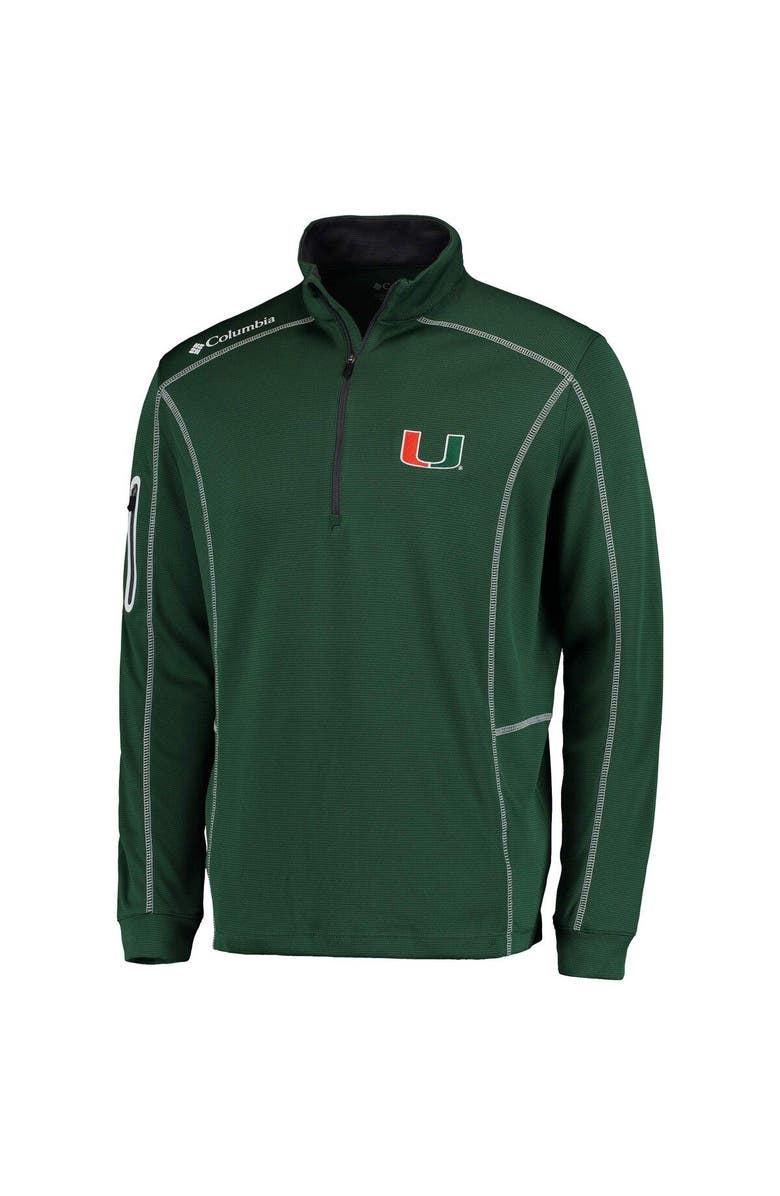 Columbia Men's Columbia Golf Green Miami Hurricanes Shotgun Omni-Wick Quarter-Zip Pullover Jacket, Main, color, 