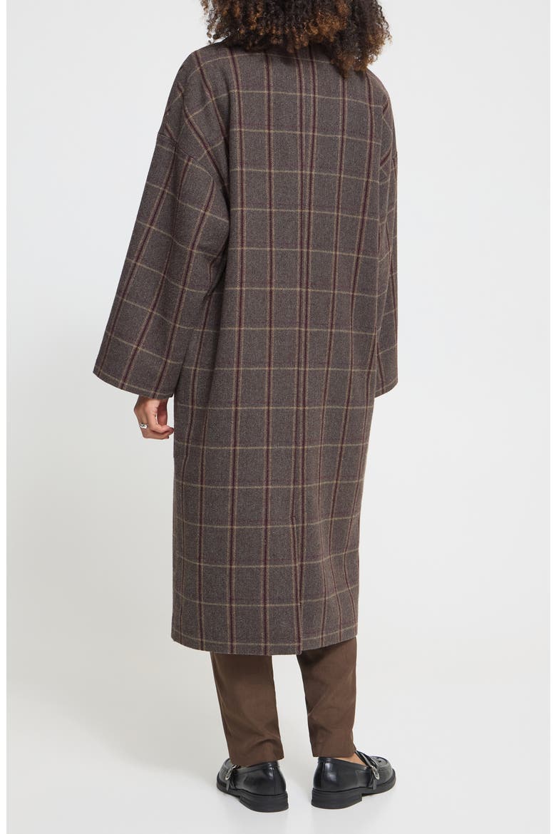 Checked Longline Coat, Alternate, color, COCOA BROWN CHECK