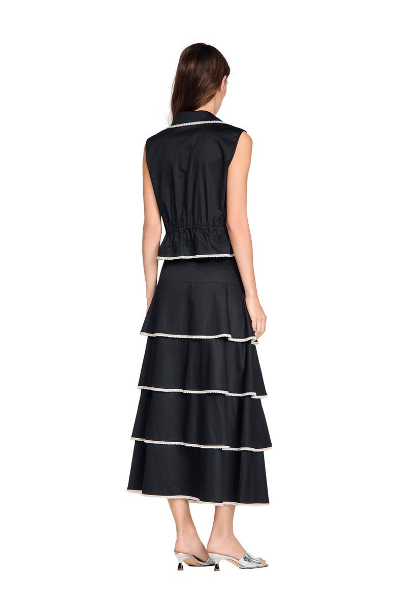 SANDRO Beaded collar top, Alternate, color, Black