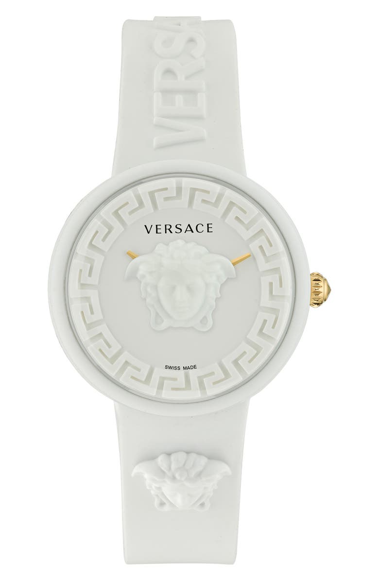 Versace Medusa Pop Silicone Watch, 39mm, Alternate, color, White
