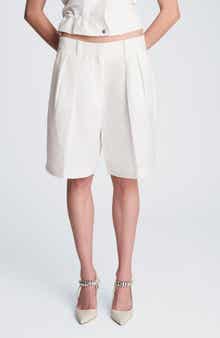 Kenneth Cole Pleated Linen Bermuda Shorts