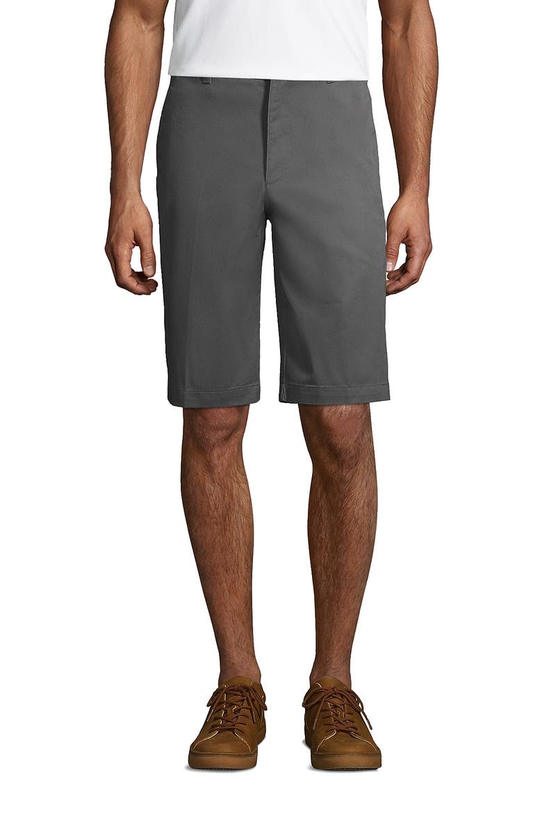 Lands' End School Uniform Young  Plain Front Blend Chino Shorts, Main, color, Arctic Gray