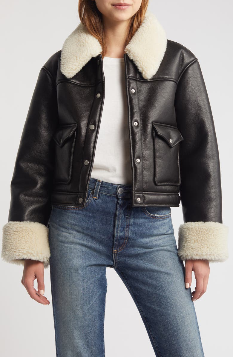 Rails Imani Faux Shearling Jacket, Main, color, Black Ivory