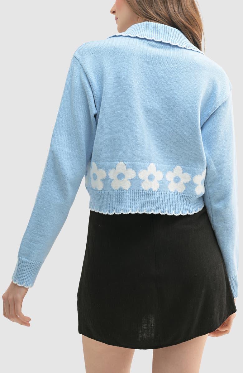 All in Favor Floral Cardigan, Alternate, color, Blue White