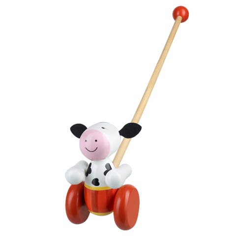 Push Along Cow Wooden Toy, 2 Pieces, Ages 1+