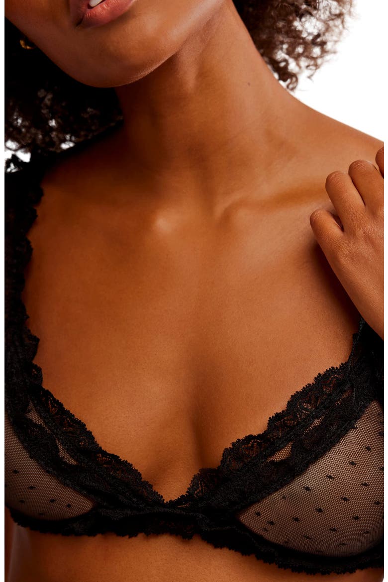 Intimately FP Heart To Heart Dotted Mesh Bralette, Alternate, color, BLACK