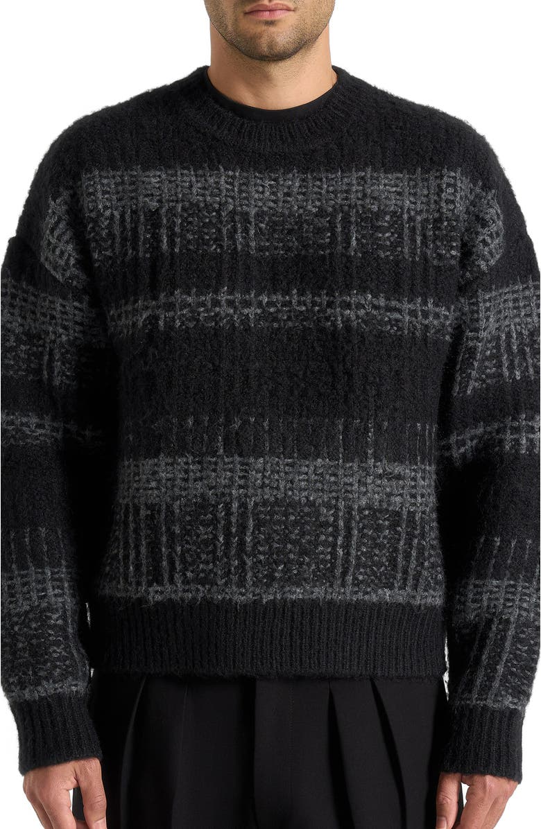 Manière De Voir Ayden Check Wool Knit Jumper, Alternate, color, Black/Grey