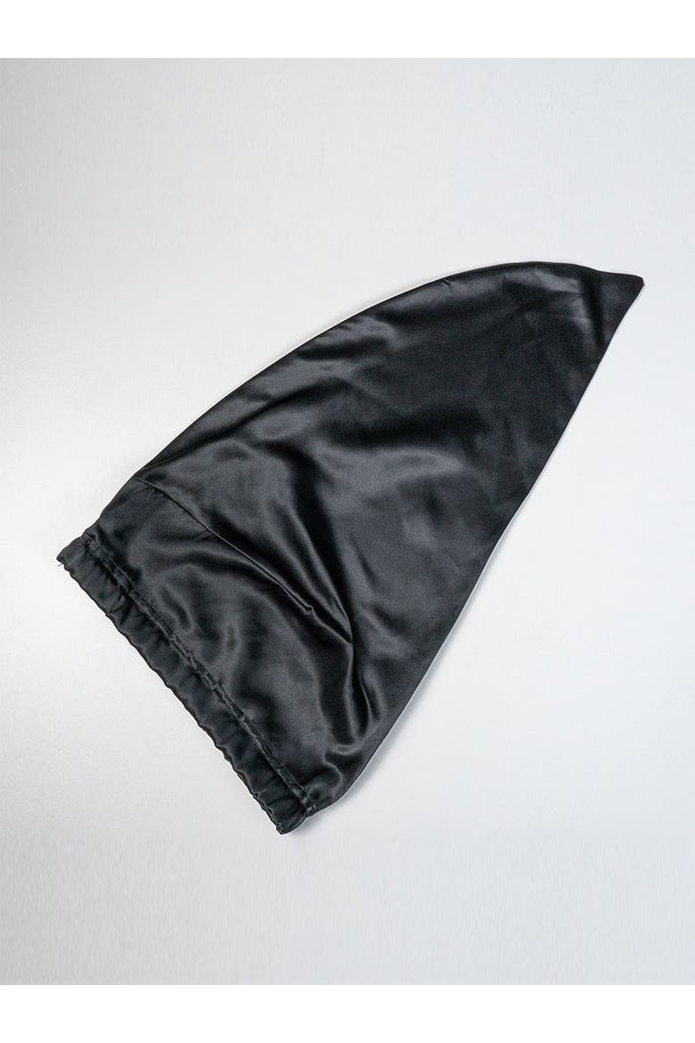 Pure Silk Elasticated Bonnet, Alternate, color, Black