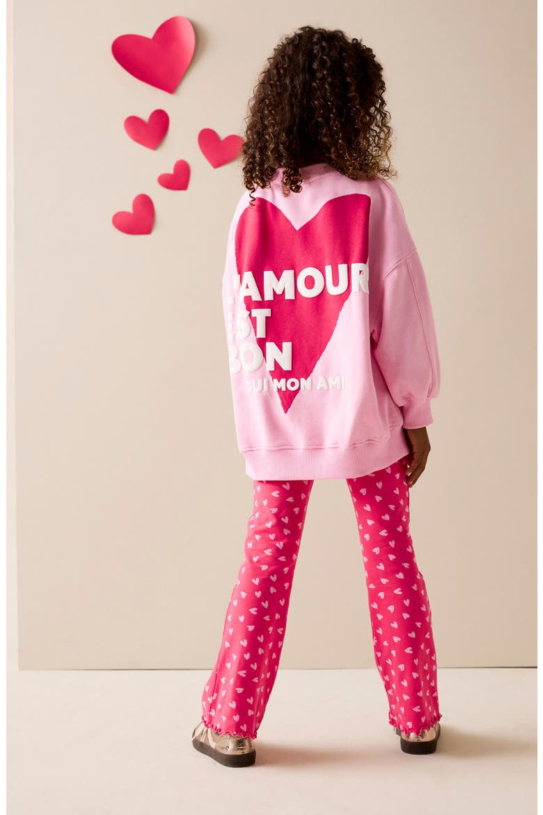 Kids' Heart Sweatshirt & Flare Leggings Set, Alternate, color, PINK