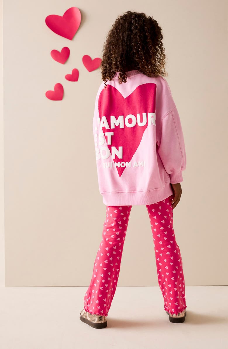 NEXT Kids' Heart Sweatshirt & Flare Leggings Set, Alternate, color, Pink
