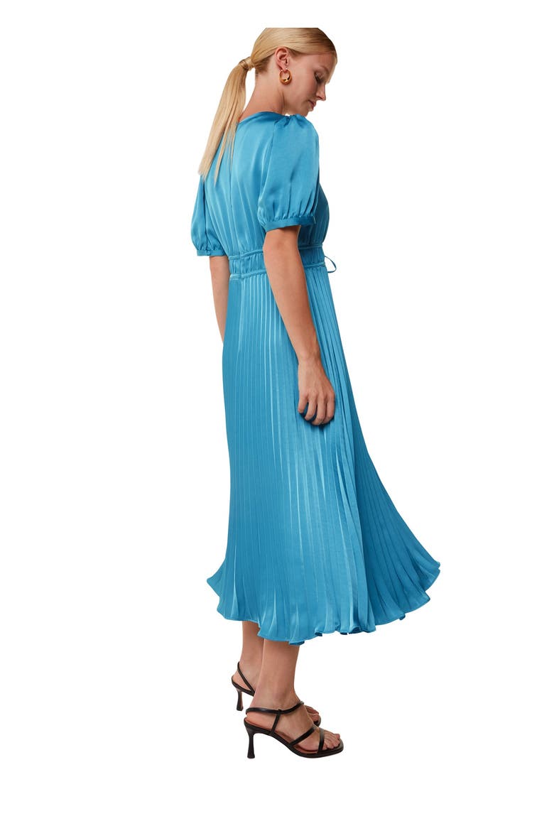 Delilah Satin Pleat Dress, Alternate, color, Blue
