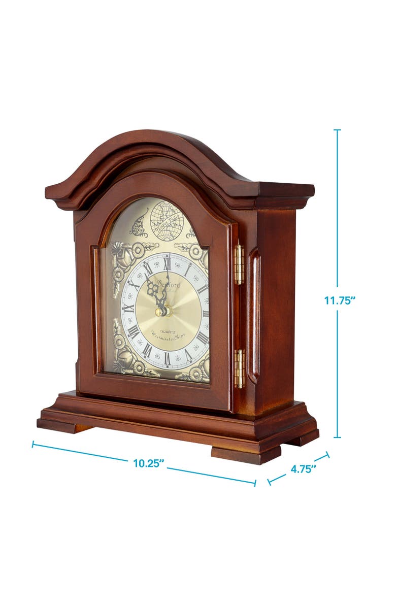 Bedford Clock Collection Mantel Clock with Chimes, Alternate, color, Redwood