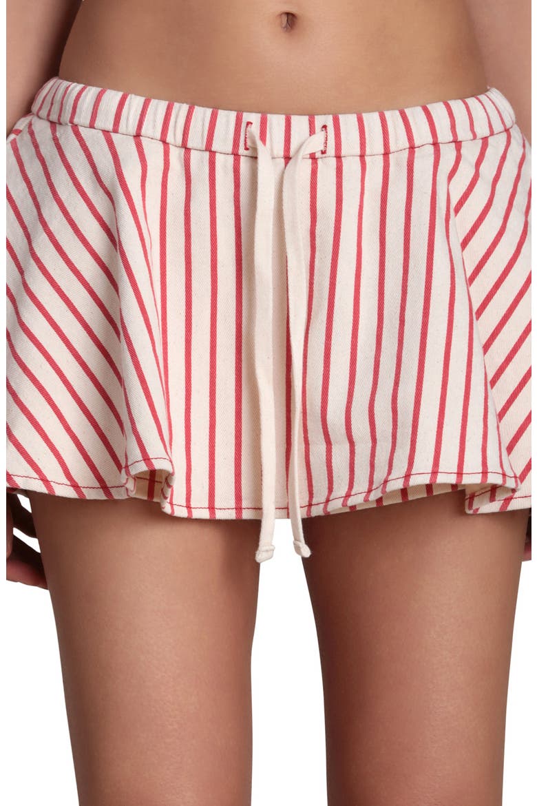 Tie Waist Miniskort, Alternate, color, CREAM- RED STRIPE
