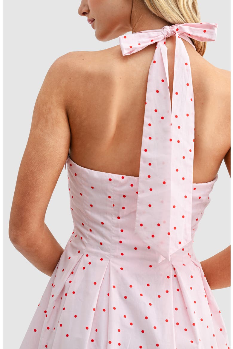 red polka dot halter neck dress Lillie
