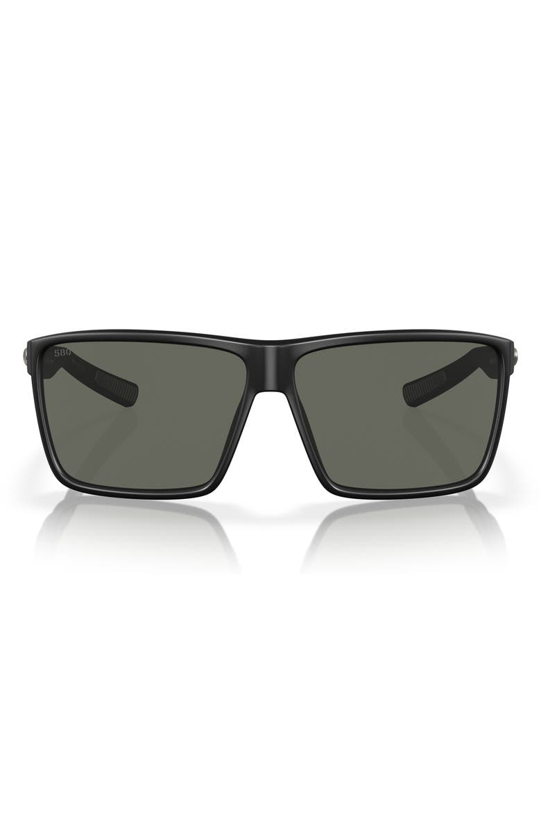 Costa Del Mar 63mm Polarized Oversize Square Sunglasses, Main, color, Matte Black / Gray 580G